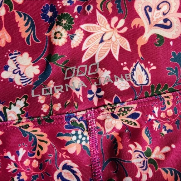 Lorna Jane Persia Core 7/8 Floral Pink Red Capri Crop Tight Leggings SM - Picture 9 of 9